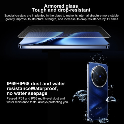 vivo X200 Pro, 12 Go + 256 Go, Face ID / Identification par empreinte digitale à l'écran, 6,78 pouces Android 15 Dimensity 9400 Octa Core, OTG, NFC, Réseau : 5G, Prise en charge de Google Play (Blanc) SV804W1797-011