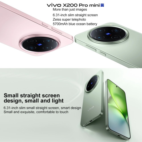 vivo X200 Pro mini, 16 Go + 512 Go, Face ID / Identification par empreinte digitale à l'écran, 6,31 pouces Android 15 Dimensity 9400 Octa Core, OTG, NFC, Réseau : 5G, Prise en charge de Google Play (Noir) SV810B1335-08