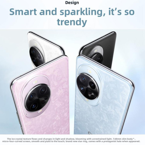 Huawei Nova 14 Pro, 12 Go + 256 Go, reconnaissance d'empreintes digitales latérale, écran 6,78 pouces, HarmonyOS 5.0, NFC, OTG, non compatible avec Google Play (bleu) SH907L243-022