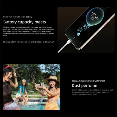 Huawei Nova 14 Ultra, 12 Go + 256 Go, reconnaissance d'empreintes digitales latérale, écran 6,81 pouces, HarmonyOS 5.0, NFC, OTG, non compatible avec Google Play (blanc) SH911W917-022