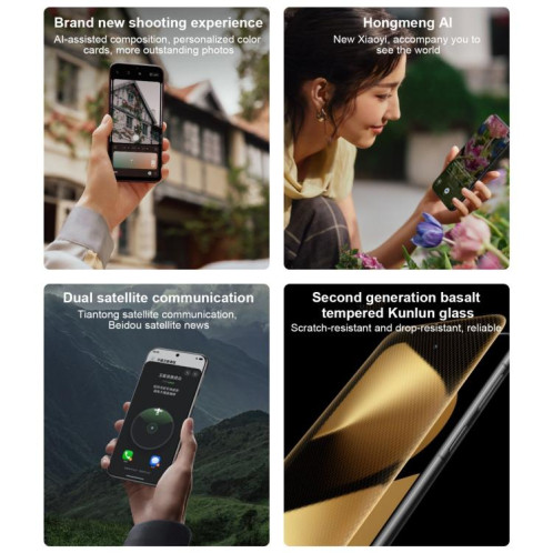 HUAWEI Pura 80 Pro+, 16 Go + 512 Go, reconnaissance d'empreintes digitales latérale, écran 6,8 pouces, HarmonyOS 5.1, NFC, OTG, non compatible avec Google Play (rouge) SH402R868-019