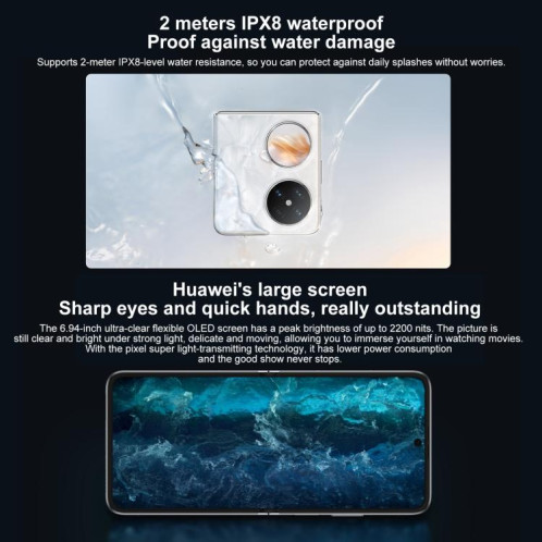 HUAWEI Pocket 2 Premium Edition, 12 Go + 512 Go, 6,94 pouces + 1,15 pouce, HarmonyOS 4.3 Octa Core, OTG, NFC, non compatible avec Google Play (Blanc) SH404W1063-018