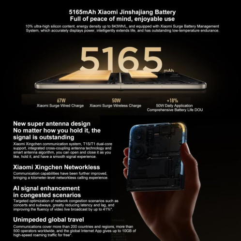 Xiaomi MIX Flip 2, 12 Go + 256 Go, 6,86 pouces + 4,01 pouces, Xiaomi HyperOS 2, Snapdragon 8 Elite Octa Core, NFC, réseau 5G (blanc) SX405W786-025