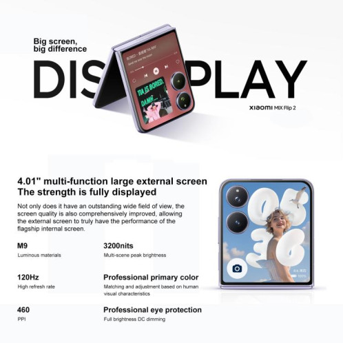 Xiaomi MIX Flip 2, 12 Go + 256 Go, 6,86 pouces + 4,01 pouces, Xiaomi HyperOS 2, Snapdragon 8 Elite Octa Core, NFC, réseau 5G (blanc) SX405W786-025