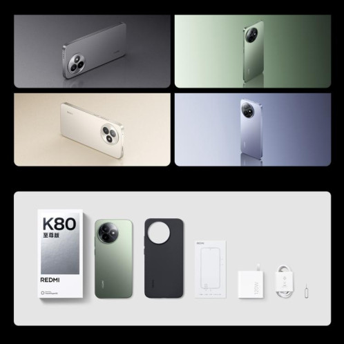 Xiaomi Redmi K80 Ultra, 12 Go + 512 Go, 6,83 pouces, Xiaomi HyperOS 2 Dimensity 9400+ Octa Core, NFC, réseau 5G (gris) SX416H273-018