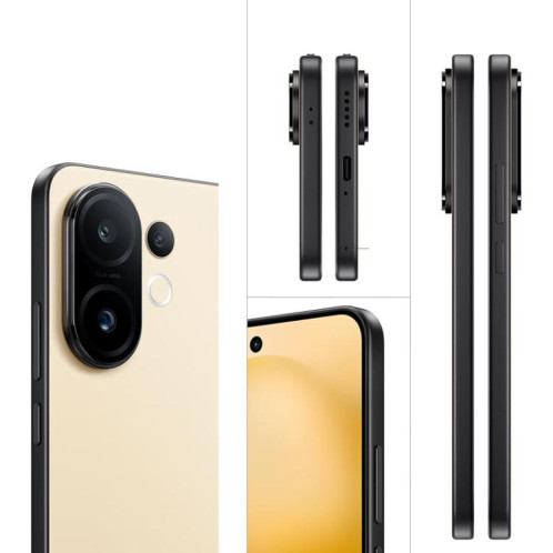 Vivo S30, 12 Go + 256 Go, écran 6,67 pouces, Android 15, Snapdragon 7 Gen 4 Octa Core, OTG, NFC, réseau 5G, compatible Google Play (jaune) SV420Y1303-028