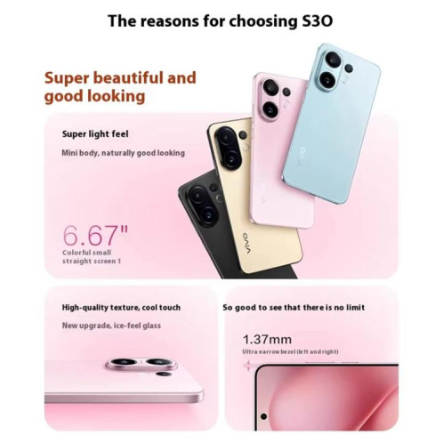 Vivo S30, 12 Go + 256 Go, écran 6,67 pouces, Android 15, Snapdragon 7 Gen 4 Octa Core, OTG, NFC, réseau 5G, compatible Google Play (jaune) SV420Y1303-028