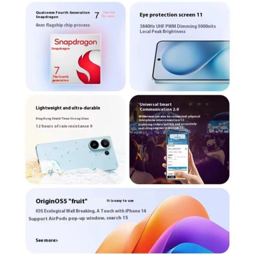 Vivo S30, 12 Go + 256 Go, écran 6,67 pouces, Android 15, Snapdragon 7 Gen 4 Octa Core, OTG, NFC, réseau 5G, compatible Google Play (jaune) SV420Y1303-028