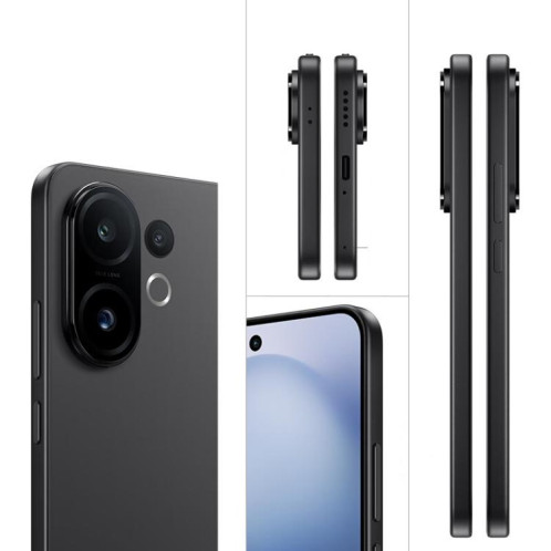 Vivo S30, 16 Go + 512 Go, écran 6,67 pouces, lecteur d'empreintes digitales, Android 15, Snapdragon 7 Gen 4 Octa Core, OTG, NFC, réseau 5G, compatible Google Play (noir) SV422B1517-028