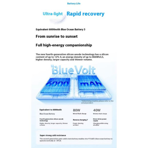 Vivo X Fold5, 12 Go + 256 Go, 8,03 pouces + 6,53 pouces, Android 15, OriginOS 5, Snapdragon 8 Gen 3 Octa Core, OTG, NFC, réseau 5G (blanc) SV426W75-031