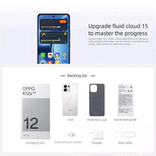 OPPO K12s 5G, 12 Go + 512 Go, écran 6,67 pouces, lecteur d'empreintes digitales, Snapdragon 6 Gen 4 Octa Core, NFC, réseau 5G (noir) SO437B1324-022