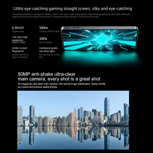 OPPO K13 Turbo Pro 5G, 16 Go + 512 Go, écran 6,8 pouces, lecteur d'empreintes digitales, ColorOS 15.0, Snapdragon 8s Gen 4 Octa Core, NFC, OTG, réseau 5G (argent) SO444S1470-023