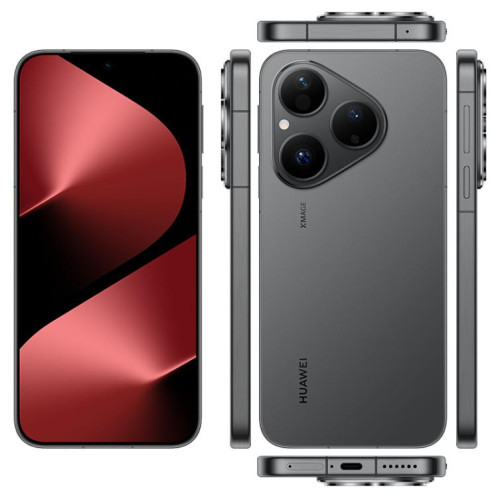 HUAWEI Pura 80, 12 Go + 512 Go, reconnaissance d'empreintes digitales latérale, 6,6 pouces, HarmonyOS 5.1, NFC, OTG, non compatible avec Google Play (Noir) SH447B411-018