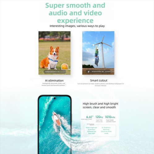 Honor Play10C, 8 Go + 256 Go, lecteur d'empreintes digitales latéral, écran 6,61 pouces, MagicOS 9.0, Android 15, Dimensity 6300 Octa Core, réseau 5G, OTG (blanc) SH459W46-010