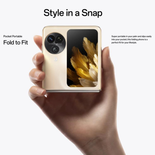 OPPO Find N3 Flip AI, 12 Go + 256 Go, Face ID et identification d'empreintes digitales latérales, écran 6,8 pouces + 3,26 pouces ColorOS 13.2 Dimensity 9200 Octa Core, réseau : 5G (rose) SO817F86-019
