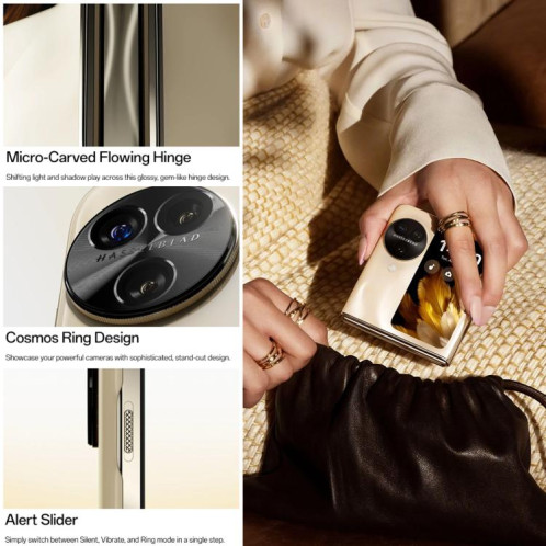 OPPO Find N3 Flip AI, 12 Go + 512 Go, Face ID et identification d'empreintes digitales latérales, écran 6,8 pouces + 3,26 pouces ColorOS 13.2 Dimensity 9200 Octa Core, réseau : 5G (noir) SO818B1587-019