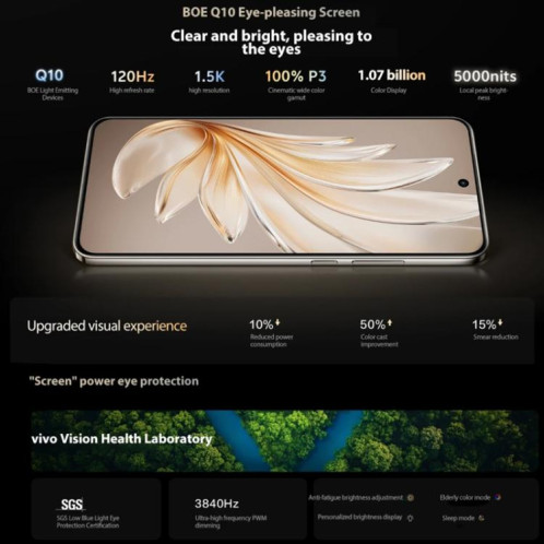 vivo S20, 12 Go + 512 Go, Face ID / Identification par empreinte digitale à l'écran, 6,67 pouces Android 15 Snapdragon 7 Gen 3 Octa Core, OTG, NFC, Réseau : 5G (Or) SV841J893-019