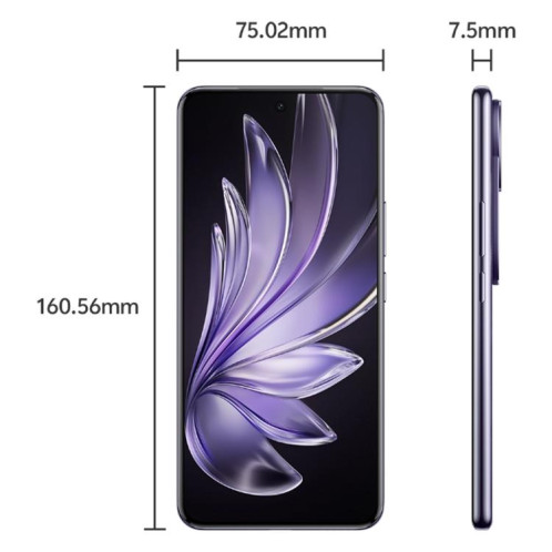 vivo S20 Pro, 12 Go + 512 Go, Face ID / Identification par empreinte digitale à l'écran, 6,67 pouces Android 15 Dimensity 9300+ Octa Core, OTG, NFC, Réseau : 5G (Violet) SV844P270-016