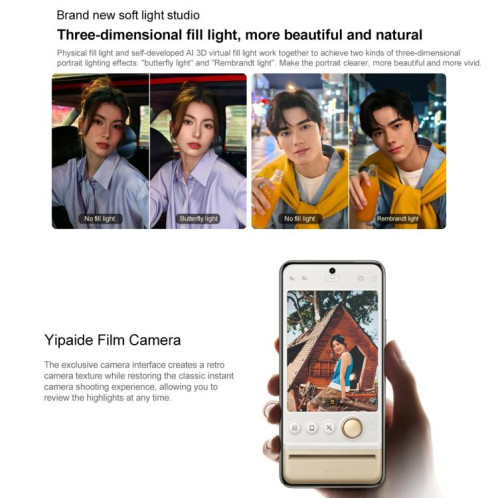 vivo S20 Pro, 12 Go + 512 Go, Face ID / Identification par empreinte digitale à l'écran, 6,67 pouces Android 15 Dimensity 9300+ Octa Core, OTG, NFC, Réseau : 5G (Or) SV844J1264-016