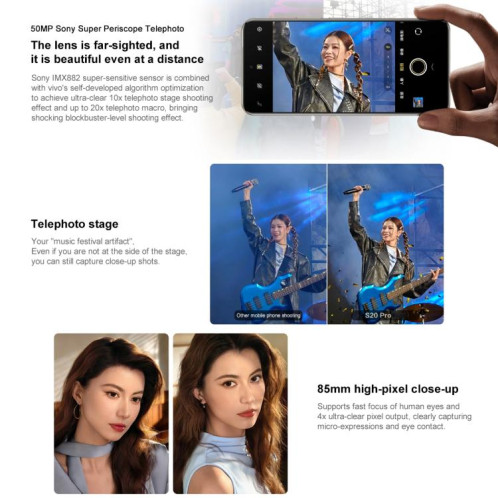 vivo S20 Pro, 16 Go + 512 Go, Face ID / Identification d'empreintes digitales à l'écran, 6,67 pouces Android 15 Dimensity 9300+ Octa Core, OTG, NFC, Réseau : 5G (Noir) SV845B111-016