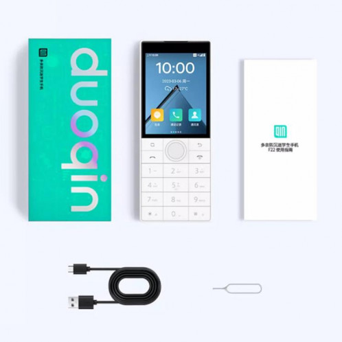 Téléphone pour personnes âgées, QIN F22 Global, 2 Go + 16 Go, 2,8 pouces, Android 11.0 MTK6739 Quad Core, réseau : 4G, prise en charge de Google Play (blanc) SH856W1349-06