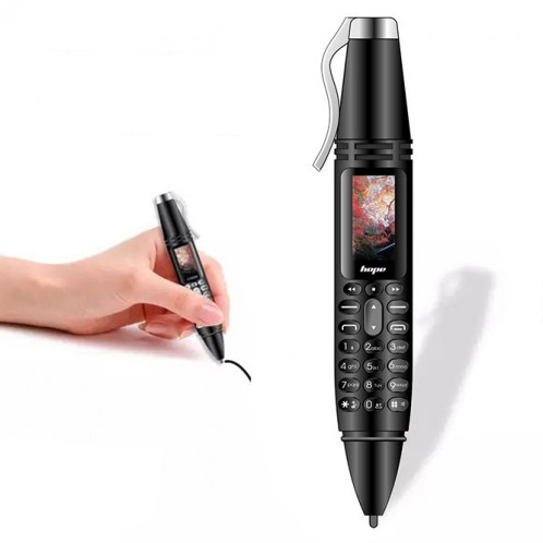 AK007 téléphone mobile, stylo enregistreur à clip arrière multifonctionnel avec réduction de bruit à distance avec écran couleur de 0,96 pouce, double carte SIM double veille, prise en charge Bluetooth, GSM, SH993R1945-015