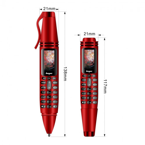 AK007 téléphone mobile, stylo enregistreur à clip arrière multifonctionnel avec réduction de bruit à distance avec écran couleur de 0,96 pouce, double carte SIM double veille, prise en charge Bluetooth, GSM, SH993S1453-015