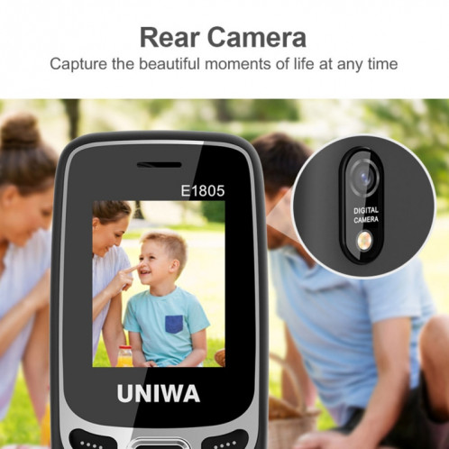 UNIWA E1805, 1,77 pouces, SC6531E, 21 touches, prise en charge Bluetooth, torche, FM, MP3, MP4, GSM, double SIM (bleu) SU478L84-011