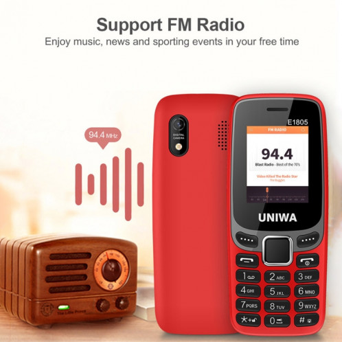 UNIWA E1805, 1,77 pouces, SC6531E, 21 touches, prise en charge Bluetooth, torche, FM, MP3, MP4, GSM, double SIM (bleu) SU478L84-011