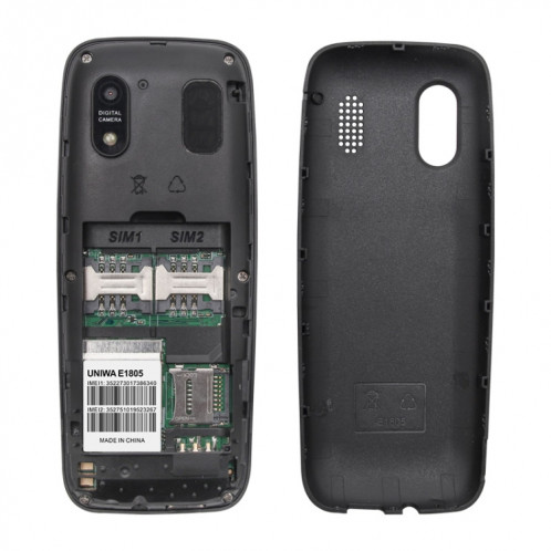 UNIWA E1805, 1,77 pouces, SC6531E, 21 touches, prise en charge Bluetooth, torche, FM, MP3, MP4, GSM, double SIM (bleu) SU478L84-011