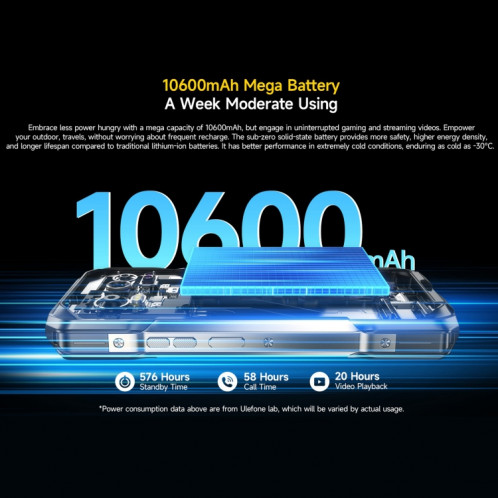  Téléphone robuste Ulefone Armor 27 Pro, 12 Go + 256 Go, vision nocturne, 10 600 mAh, 6,78 pouces Android 14 MediaTek Dimensity 6300 Octa Core, réseau : 5G, NFC (noir) SU547B219-019