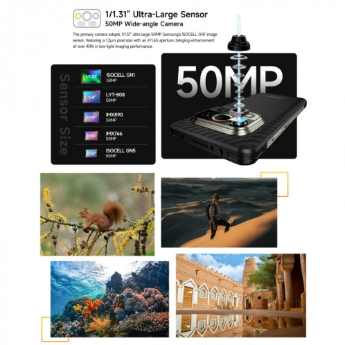  Téléphone robuste Ulefone Armor 25T, 6 Go + 256 Go, imagerie thermique, 6,78 pouces Android 14 MediaTek Helio G99 Octa Core, réseau : 4G, NFC, OTG (noir) SU584B592-013