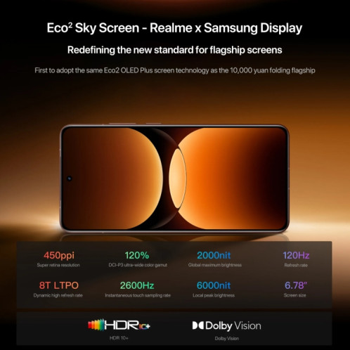 Realme GT7 Pro, 12 Go + 256 Go, 6,78 pouces Android 15 / Realme UI 6.0 Snapdragon 8 Elite Octa Core, NFC, Réseau : 5G, Prise en charge de Google Play (Galaxy Grey) SR40TC1127-025