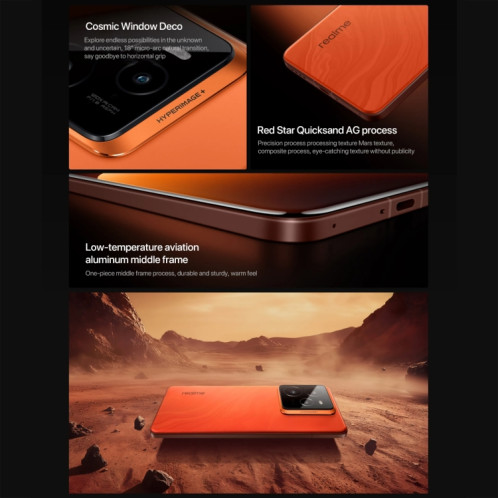 Realme GT7 Pro, 16 Go + 1 To, 6,78 pouces Android 15 / Realme UI 6.0 Snapdragon 8 Elite Octa Core, NFC, Réseau : 5G, Prise en charge de Google Play (Mars Orange) SR842E1211-025
