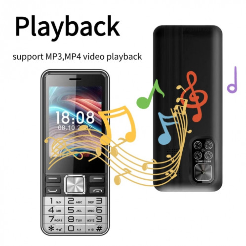 S5630, 2,8 pouces, 3000 mAh, 21 touches, prise en charge Bluetooth, lampe de poche, GSM, Quad SIM (noir) SH850B1620-016