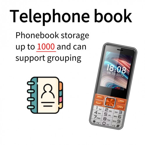 S5630, 2,8 pouces, 3000 mAh, 21 touches, prise en charge Bluetooth, lampe de poche, GSM, Quad SIM (Orange) SH850E117-016
