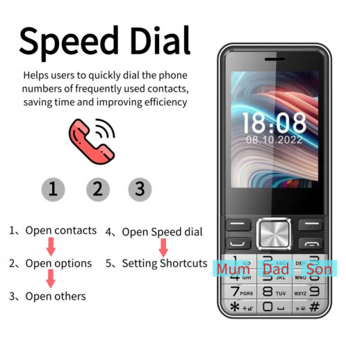 S5630, 2,8 pouces, 3000 mAh, 21 touches, prise en charge Bluetooth, lampe de poche, GSM, Quad SIM (noir) SH850B1620-016