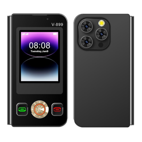 SOYES V-899, 32 Mo + 64 Mo, écran 2,4 pouces + 2,8 pouces, processeur MTK6261D, BT 3.0, réseau : 2G, double SIM (noir) SS860B697-06