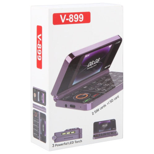 SOYES V-899, 32 Mo + 64 Mo, écran 2,4 pouces + 2,8 pouces, processeur MTK6261D, BT 3.0, réseau : 2G, double SIM (noir) SS860B697-06