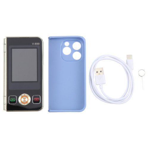SOYES V-899, 32 Mo + 64 Mo, écran 2,4 pouces + 2,8 pouces, processeur MTK6261D, BT 3.0, réseau : 2G, double SIM (or) SS860J537-06