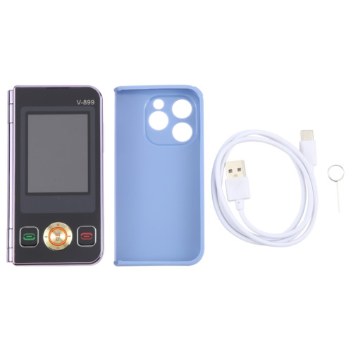 SOYES V-899, 32 Mo + 64 Mo, écran 2,4 pouces + 2,8 pouces, processeur MTK6261D, BT 3.0, réseau : 2G, double SIM (violet) SS860P1061-06
