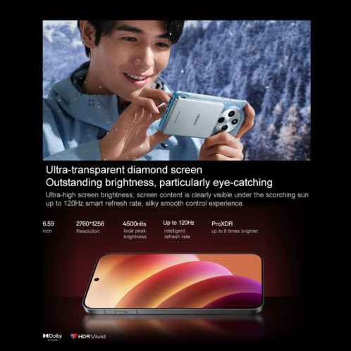 Téléphone OPPO Find X8 AI, 16 Go + 1 To, écran empreinte digitale, 6,59 pouces ColorOS 15 Dimensity 9400 Octa Core jusqu'à 3,626 GHz, NFC, OTG, réseau : 5G (blanc) SO212W1427-017
