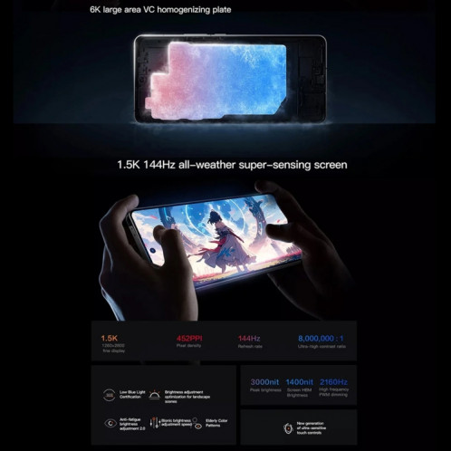 vivo iQOO 12, triple caméra arrière, 16 Go + 512 Go, identification faciale/identification par empreinte digitale, 6,78 pouces Android 14 OriginOS 4 Snapdragon 8 Gen 3 Octa Core, OTG, NFC, réseau : 5G, prise en charge SV503B565-016