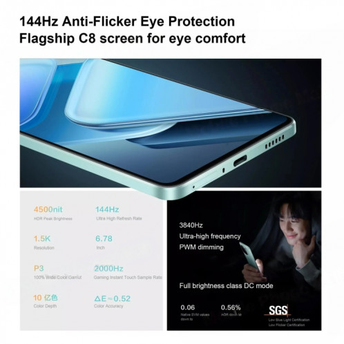 vivo iQOO Z9 Turbo, deux caméras arrière, 16 Go + 512 Go, identification par empreinte digitale sur écran Face ID, 6,78 pouces Android 14.0 OriginOS 4 Snapdragon 8s Gen 3 Octa Core 3,0 GHz, OTG, NFC, réseau : 5G, SV526B1205-010