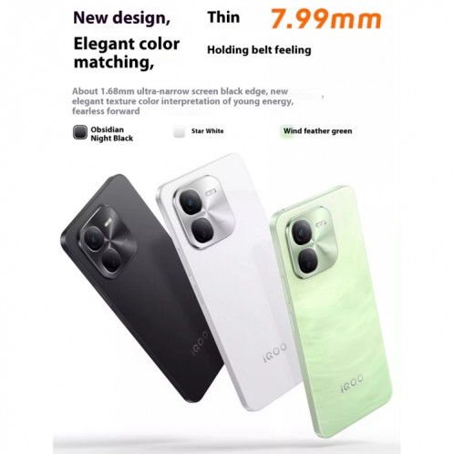 vivo iQOO Z9x, double caméra arrière, 8 Go + 128 Go, identification par empreinte digitale sur écran Face ID, 6,72 pouces Android 14.0 OriginOS 4 Snapdragon 6 Gen 1 Octa Core 2,2 GHz, OTG, réseau : 5G, prise en SV527B1301-017