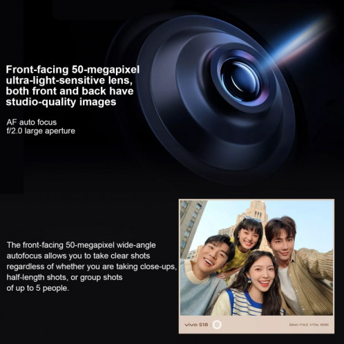 vivo S18, double caméra arrière, 16 Go + 512 Go, identification par empreinte digitale sur écran Face ID, 6,78 pouces Android 14.0 OriginOS 4 Snapdragon 7 Gen 3 Octa Core 2,63 GHz, OTG, NFC, réseau : 5G, prise en SV533B169-014