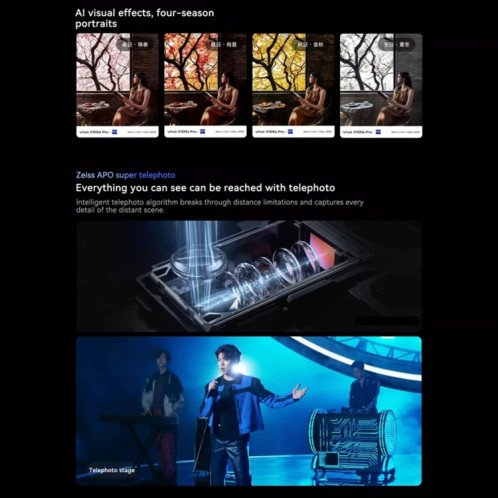 vivo X100s Pro, triple caméra arrière, 16 Go + 1 To, identification faciale/identification par empreinte digitale, 6,78 pouces Android 14 OriginOS 4 Dimensity 9300+ Octa Core, OTG, NFC, réseau : 5G, prise en charge SV546W403-014