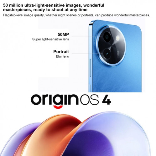 vivo Y200t, double caméra arrière, 8 Go + 256 Go, identification par empreinte digitale sur écran Face ID, 6,72 pouces Android 14.0 OriginOS 4 Snapdragon 6 Gen 1 Octa Core 2,2 GHz, OTG, réseau : 5G, prise en charge SV560L302-010