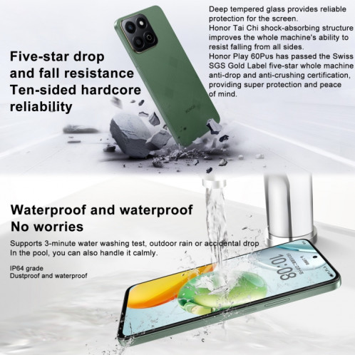 Honor Play 60 Plus 5G, 12 Go + 512 Go, 6,77 pouces MagicOS 8.0 Qualcomm Snapdragon 4 Octa Core jusqu'à 2,5 GHz, réseau : 5G, OTG, ne prend pas en charge Google Play (noir) SH564B1388-09