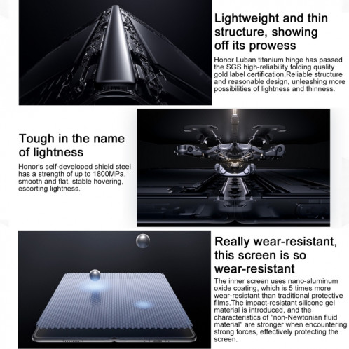Honor Magic V 5G MGI-AN000, appareil photo 50MP, 12 Go + 256 Go, version chinoise, Honor Magic Vs3, identification d'empreintes digitales latérales 7,92 pouces + 6,43 pouces MagicOS 8.0.1 Snapdragon 8 Gen 2 Octa Core, SH578W1593-011